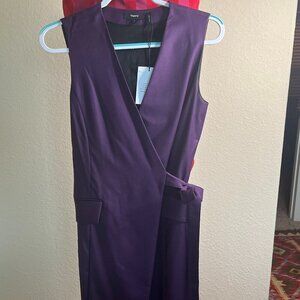 NWT Theory 100% Wool Plum Sleek Flannel Tank Wrap Dress 4